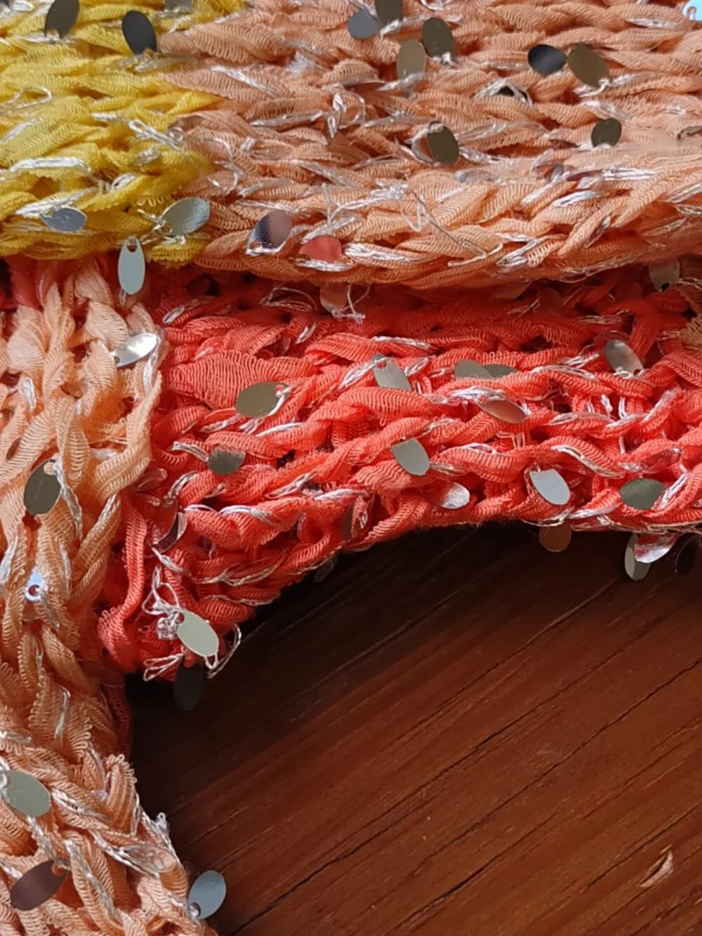 FARM Rio Brazil Sequin Cardigan Colorblock Stripe Boho *Flaws  Size G-Medium - Picture 13 of 16